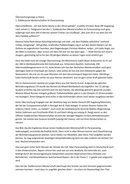 Bericht - Behinderten- und Versehrten-Sportverband Bayern e.V.