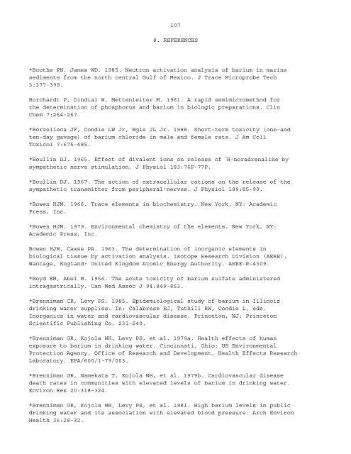 TOXICOLOGICAL PROFILE FOR BARIUM AND COMPOUNDS ...