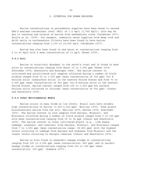 TOXICOLOGICAL PROFILE FOR BARIUM AND COMPOUNDS ...