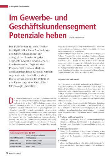 Im Gewerbe- und Geschäftskundensegment Potenziale ... - BWGV