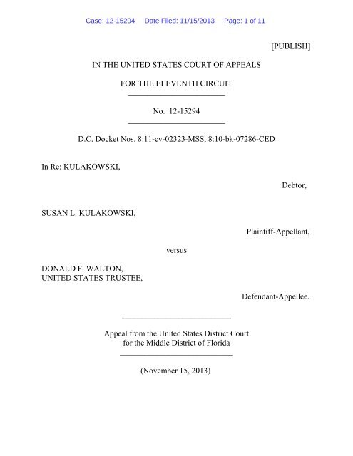 Suan L. Kulakowski v. United States Trustee - TPA7 - Court of ...