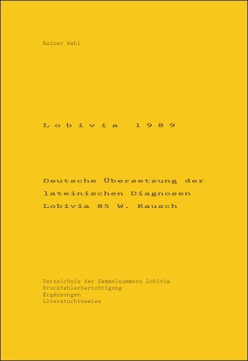 Rainer Wahl L o b i v i a 1 9 8 9 Deutsche Übersetzung der ...