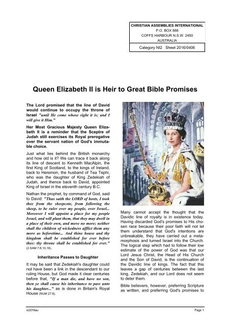 Queen Elizabeth II is Heir to Great Bible Promises - Christian ...