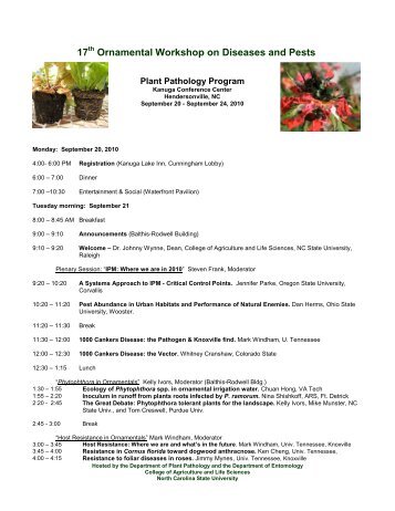 14th Ornamental Workshop on Diseases and Pests - College of ...