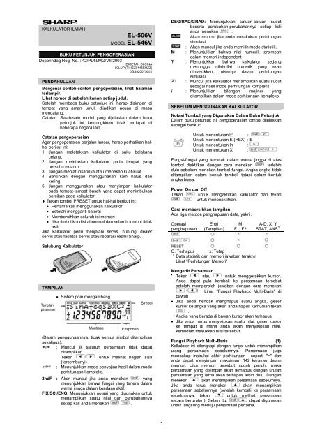 Kalkulator Ilmiah Sharp Indonesia