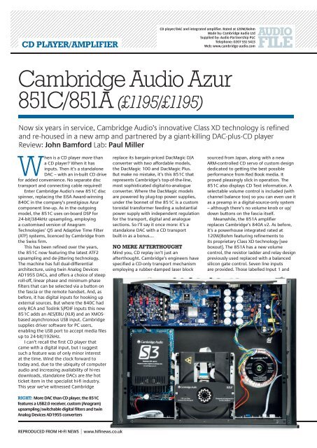 Frankly, the feature set of the 851C and 851A is ... - Cambridge Audio