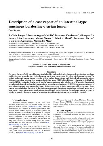 Description of a case report of an intestinal-type ... - Cancer Therapy