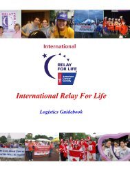 International Relay For Life logistics guidebook - Irish Cancer Society