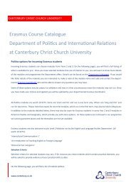 Erasmus Course catalogue Politics and International Relations