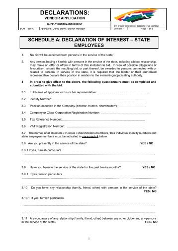 Declaration of interest - City of Cape Town