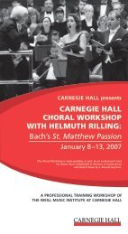 CarNEgIE Hall CHOral WOrkSHOp WITH HElmuTH rIllINg: Bach's St ...