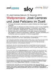 Weltpremiere: José Carreras und José Feliciano im Duett