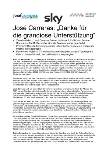 Danke für die grandiose Unterstützung - Deutsche José Carreras ...