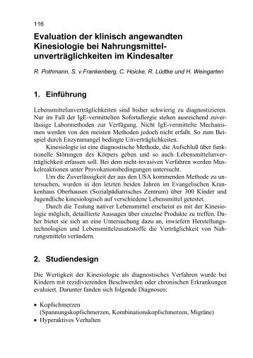 Evaluation der klinisch angewandten Kinesiologie bei ...