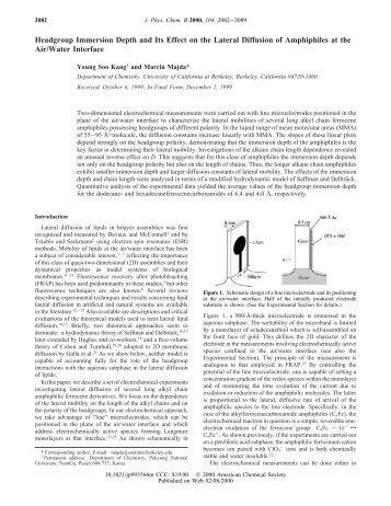 Headgroup Immersion Depth and Its Effect on the Lateral Diffusion ...