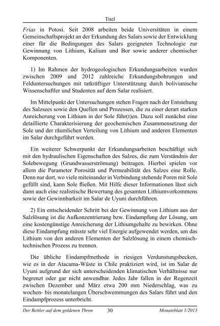 Geschichte des Bergbaus in Bolivien - CCA Monatsblatt