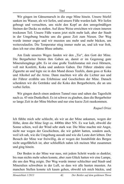 Geschichte des Bergbaus in Bolivien - CCA Monatsblatt