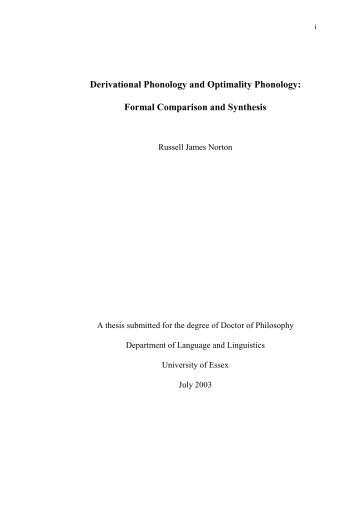 Derivational Phonology and Optimality ... - Rutgers Optimality Archive