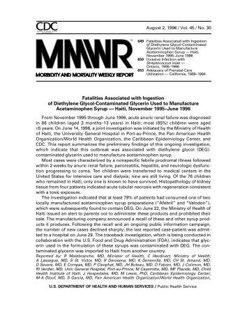 Fatalities Associated with Ingestion of Diethylene Glycol ...