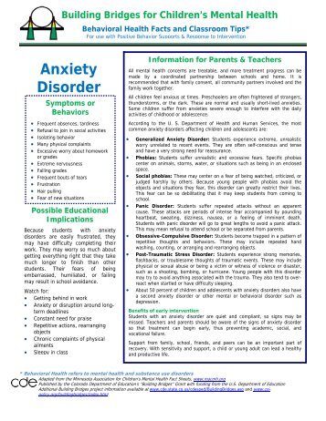 Anxiety Disorder - Colorado Department of Education