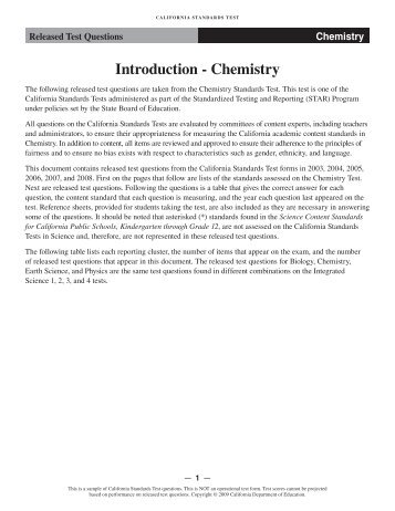 2008 CST Released Test Questions, Chemistry - California ...
