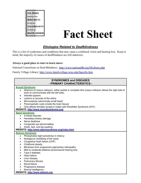 Etiologies Fact Sheet - Colorado Department of Education