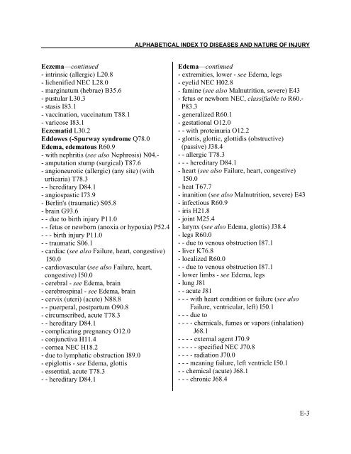 Instruction manual part 2e, vol 3: ICD-10 index