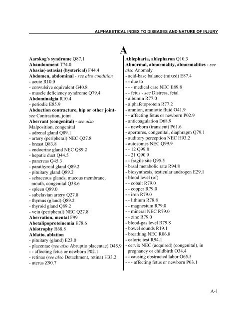 Instruction manual part 2e, vol 3: ICD-10 index