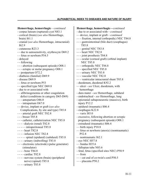 Instruction manual part 2e, vol 3: ICD-10 index