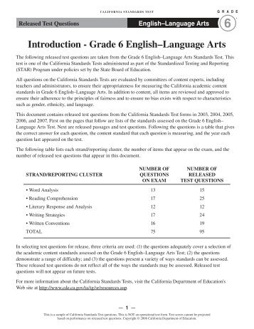 Grade 6 English–Language Arts - California Department of Education