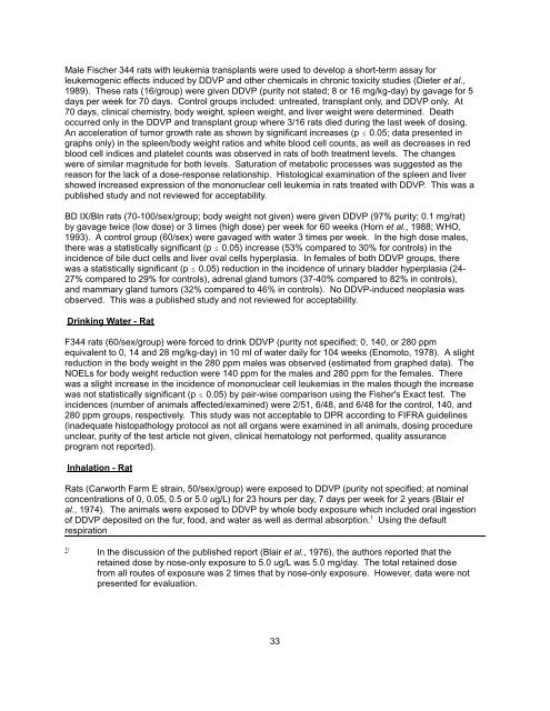 Dichlorvos (DDVP) Risk Characterization Document - California ...