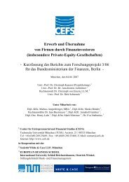 Erwerb und Übernahme von Firmen durch Finanzinvestoren ... - CEFS