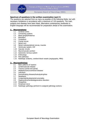 EUROPEAN BOARD OF NEUROLOGY EXAMINATION