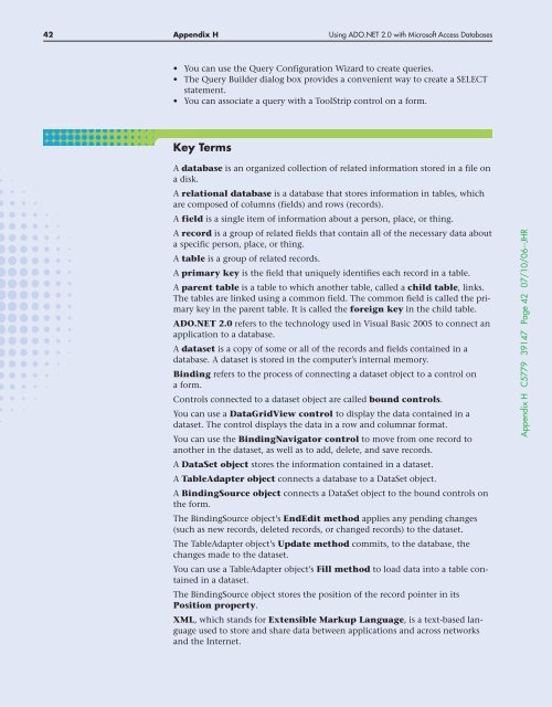 HUsing ADO.NET 2.0 with Microsoft Access Databases - Cengage ...