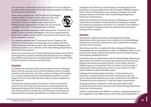 2012 Vahatra Annual Report - Critical Ecosystem Partnership Fund