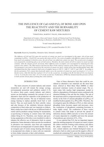 THE INFLUENCE OF CaO AND P2O5 OF BONE ... - Ceramics-Silikaty