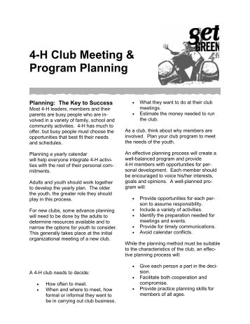 4-H Club Meeting & Program Planning