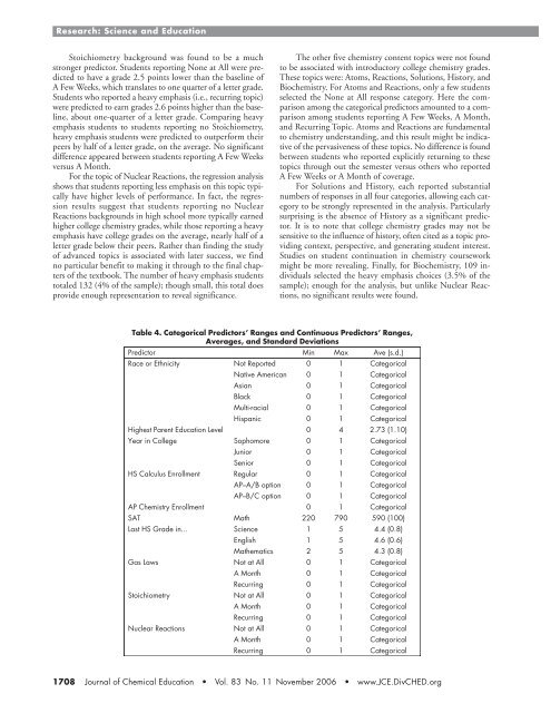 High School Chemistry Content Background of Introductory College ...