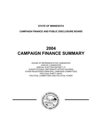 2004 CAMPAIGN FINANCE SUMMARY - Minnesota Campaign ...