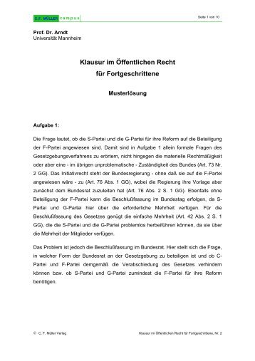 Klausur im Öffentlichen Recht für Fortgeschrittene - CF Müller Campus