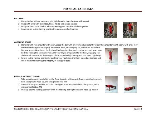 CSOR Physical Exercises