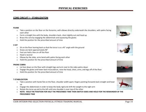 CSOR Physical Exercises