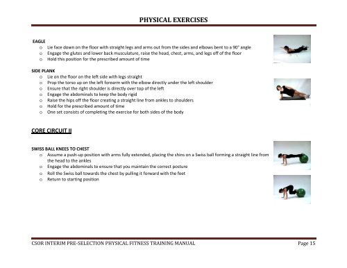 CSOR Physical Exercises