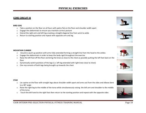 CSOR Physical Exercises