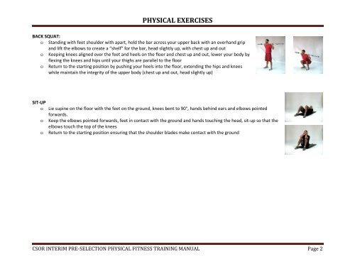 CSOR Physical Exercises