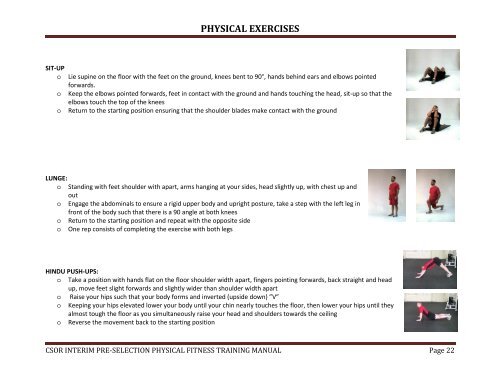 CSOR Physical Exercises