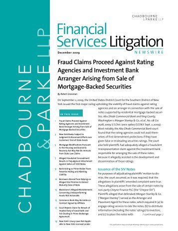 Financial Services Litigation NewsWire - Chadbourne & Parke LLP