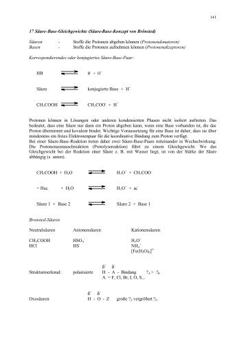 17 Säure-Base-Gleichgewichte (Säure-Base-Konzept von Brönsted ...