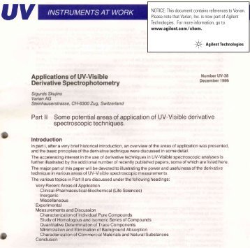 Applications of UV-Visible derivative spectrophotometry - Agilent ...