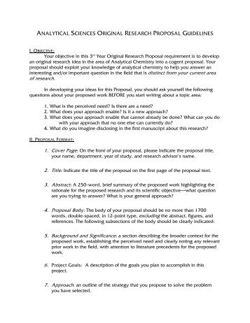 Analytical Sciences Research Proposal Format - Department of ...